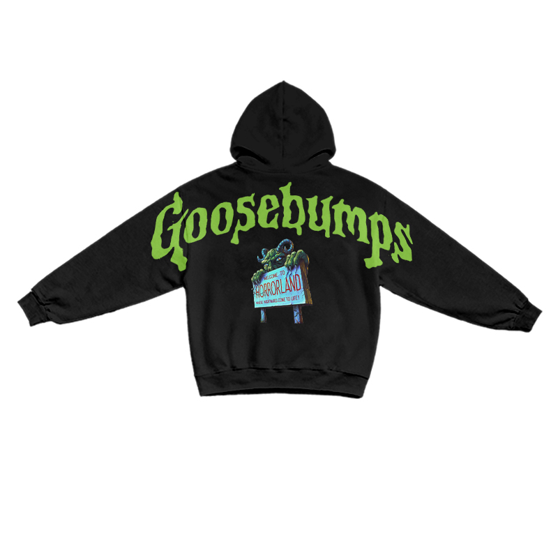 Retro Goosebumps Horrorland Back Print Long Sleeve Hoodie - Black - US16-18(2XL) - image 1