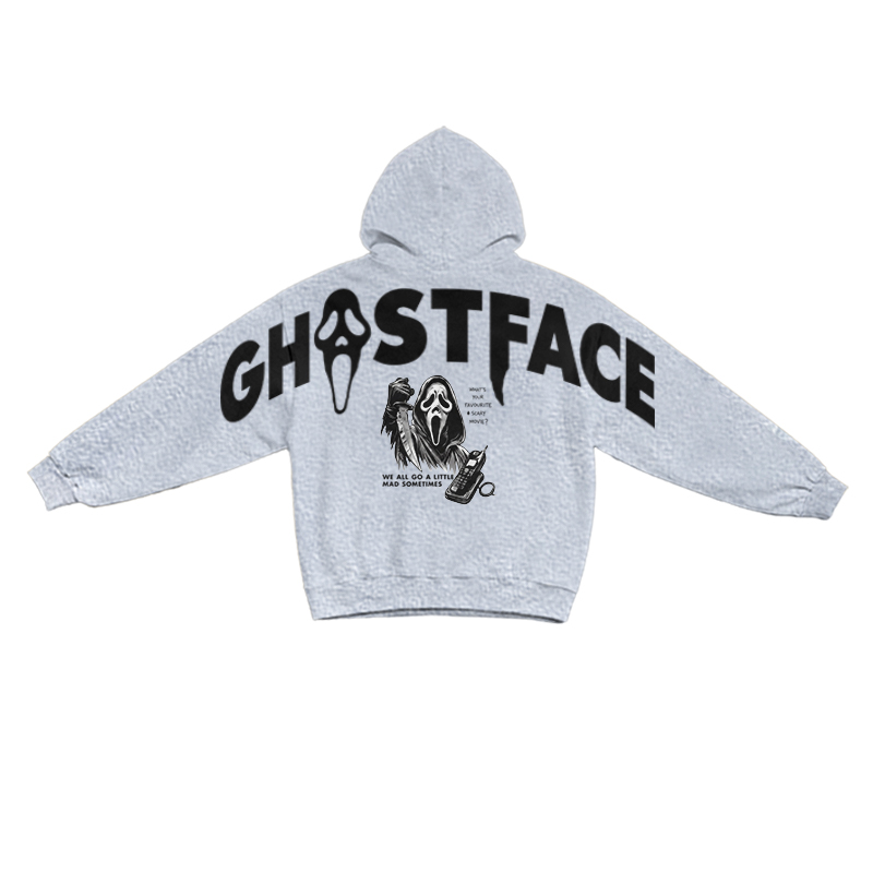 Streetwear Ghostface Long Sleeve Graphic Print Hoodie - Grey - US16-18(2XL) - image 2