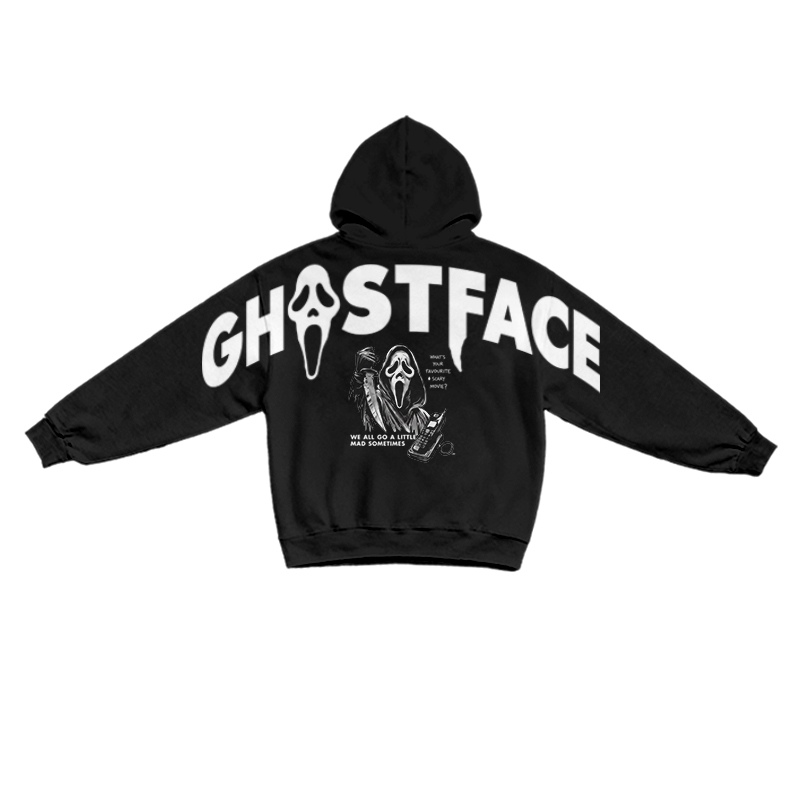 Streetwear Ghostface Long Sleeve Graphic Print Hoodie - Black - US16-18(2XL) - image 1