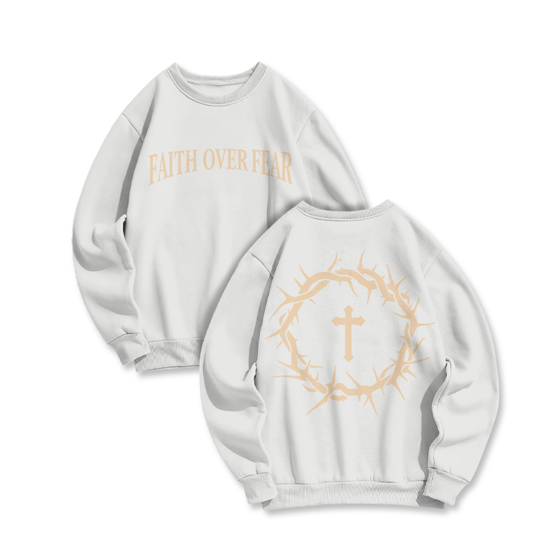 Streetwear Faith Over Fear Round Neck Sweatshirt - White - US16-18(2XL) - image 2