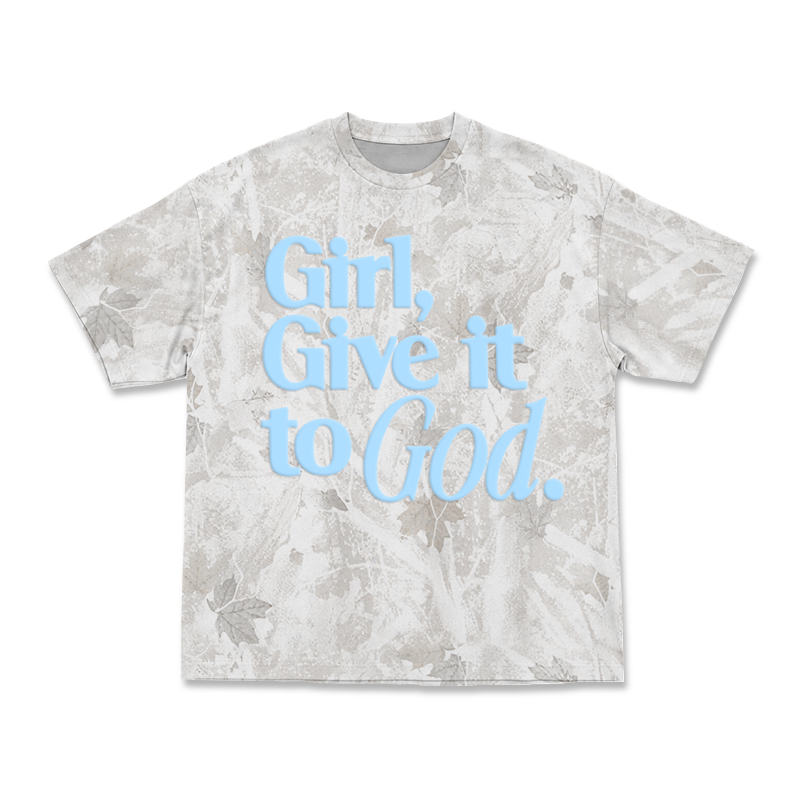 Casual Camo Girl Give It to God T-Shirt - Gray Camo - 3XL - image 2