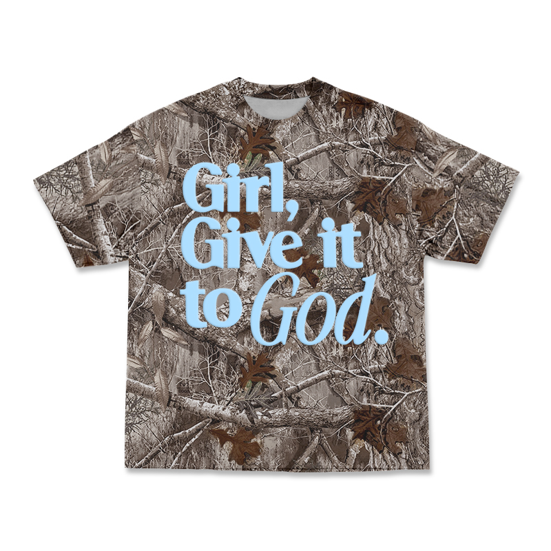 Casual Camo Girl Give It to God T-Shirt - Dark Brown - 3XL - image 15