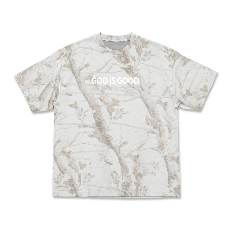 GOD IS GOOD Camo Print T-shirt - Ivory Branch - 5XL - image 3