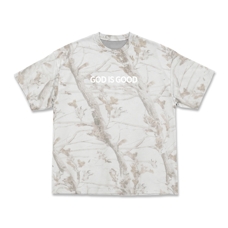 GOD IS GOOD Camo Print T-shirt - Ivory Branch - 5XL - image 3