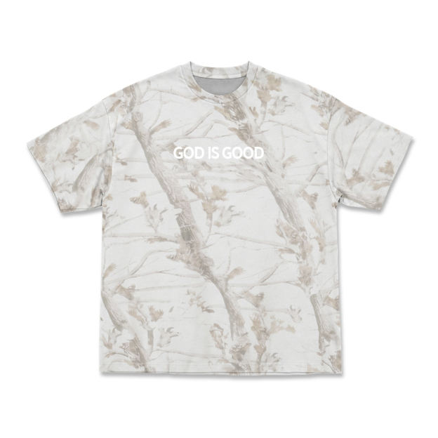 GOD IS GOOD Camo Print T-shirt - Ivory Branch - 5XL - image 3