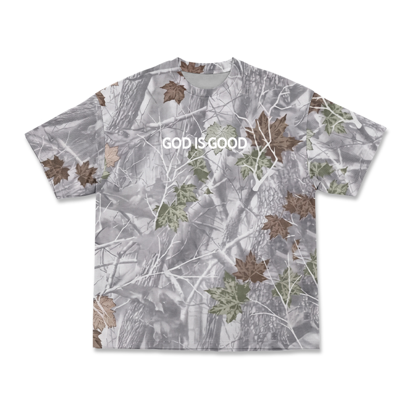 GOD IS GOOD Camo Print T-shirt - Gray Leaf Camo - 5XL - image 6