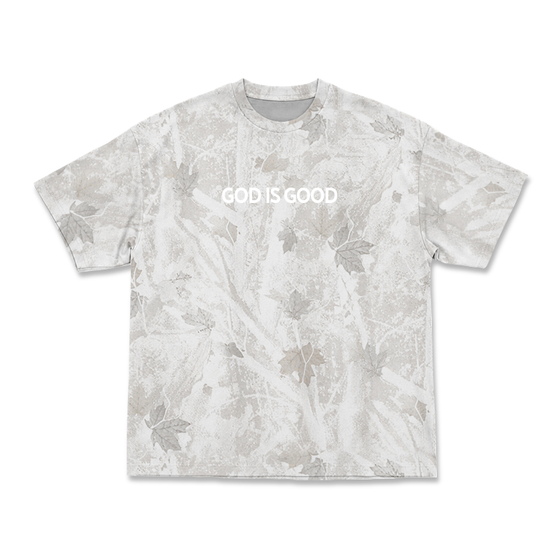 GOD IS GOOD Camo Print T-shirt - Light Gray Camo - 5XL - image 5