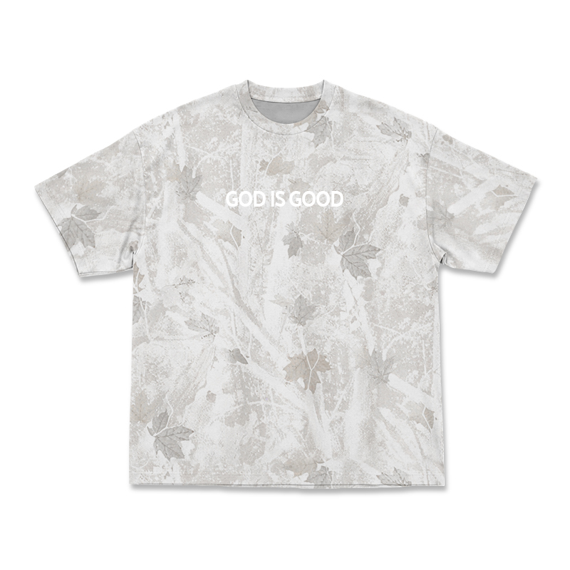GOD IS GOOD Camo Print T-shirt - Light Gray Camo - 5XL - image 5