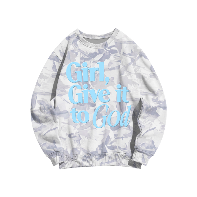 Faith Inspired Girl Give It To God Camo Forget Sweatshirt - Ice Blue Camo - 3XL - image 2