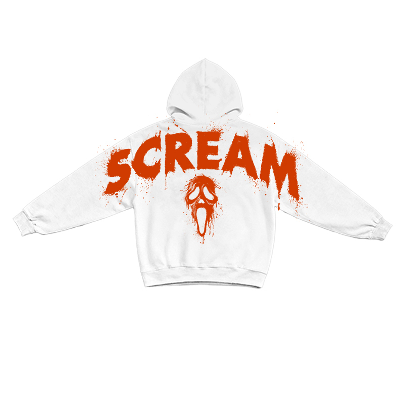 Gothic Scream Mask Graphic Print Hoodie - White - US16-18(2XL) - image 4