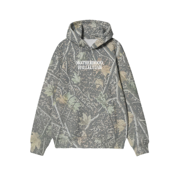 Vintage Camo MOTHERHOOD HALLELUJAH Graphic Print Causal Hoodie - Army Green Camo - US32-34(5XL) - image 1