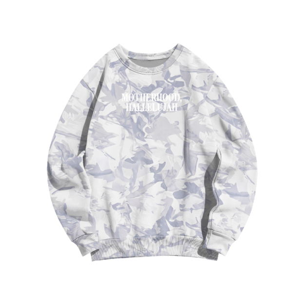 Vintage Camo MOTHERHOOD HALLELUJAH  Print Sweatshirt - Light Blue Camo - 3XL - image 5