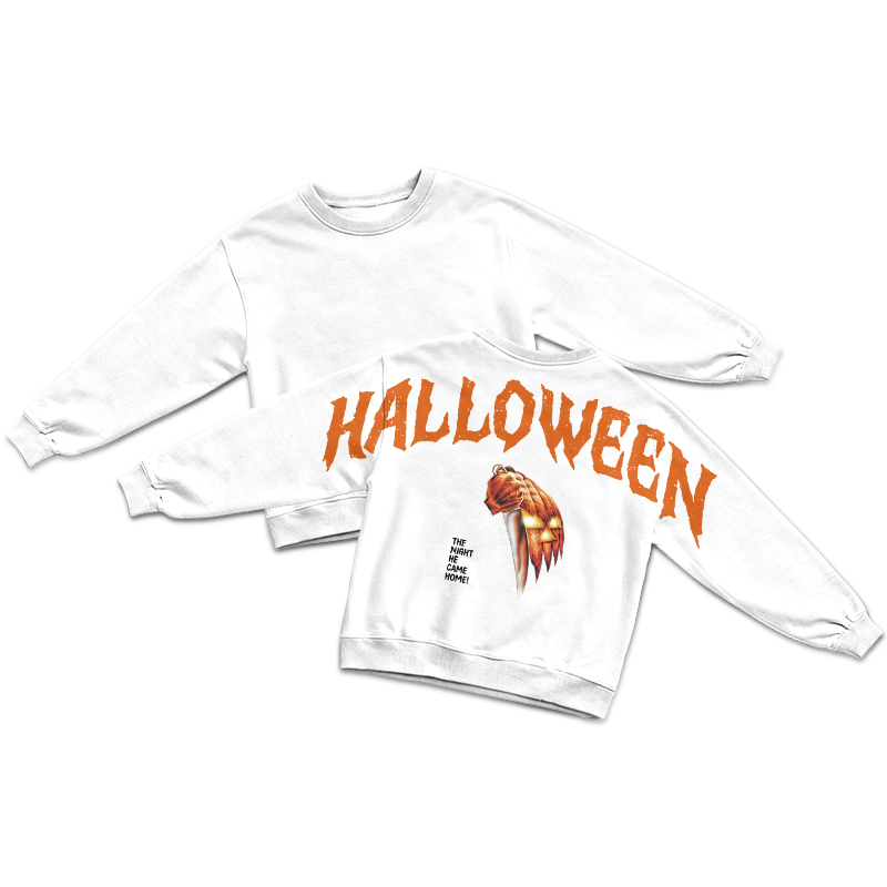 Streetwear Halloween Back Print Round Neck Sweatshirt - White - US16-18(2XL) - image 2
