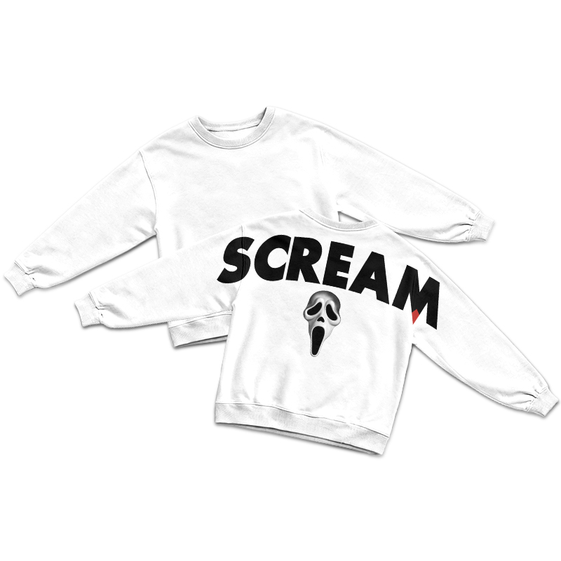 Streetwear SCREAM Mask Graphic Round Neck Sweatshirt - White - US16-18(2XL) - image 1