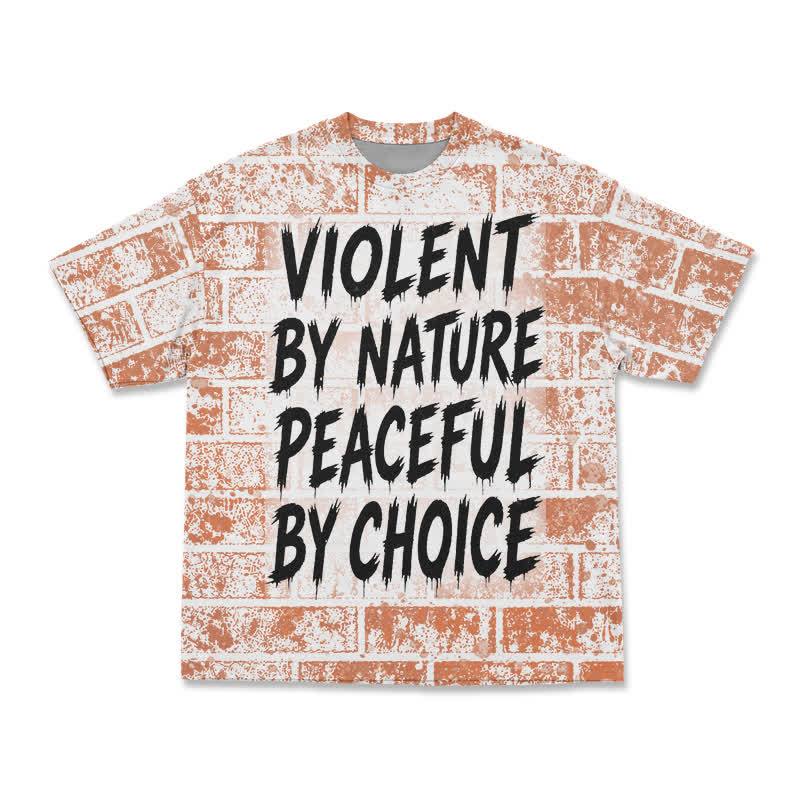 Urban Streetwear Violent By Nature Graphic Short Sleeve Print T-Shirt - Orange - 3XL - image 2