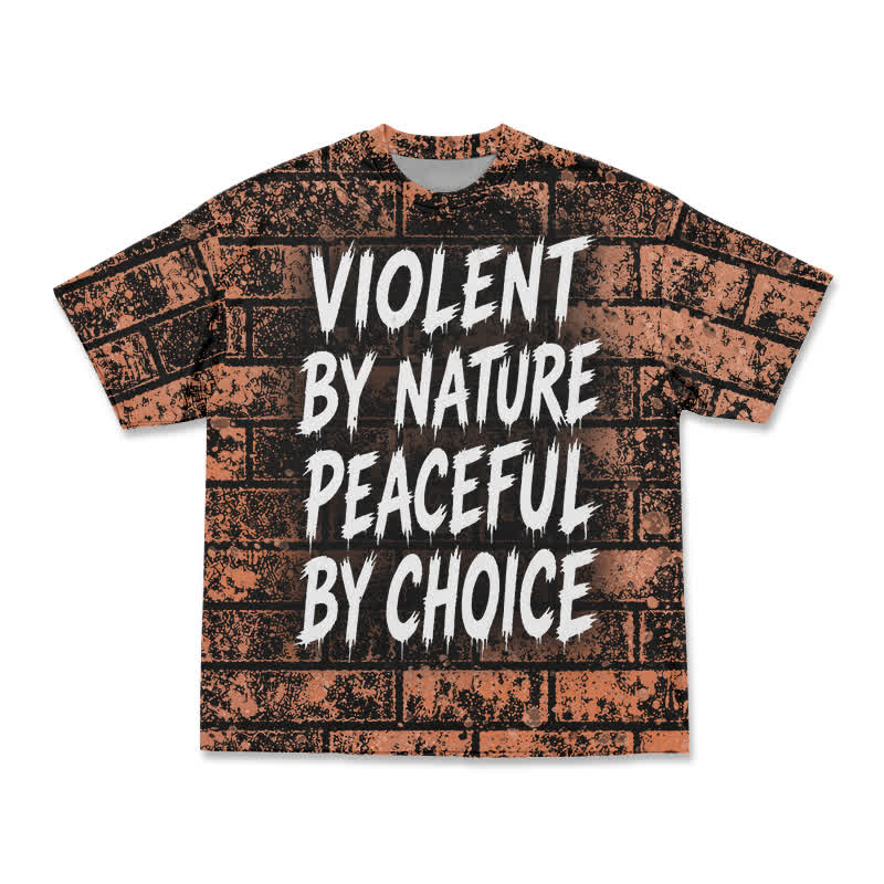 Urban Streetwear Violent By Nature Graphic Short Sleeve Print T-Shirt - Brown - 3XL - image 1