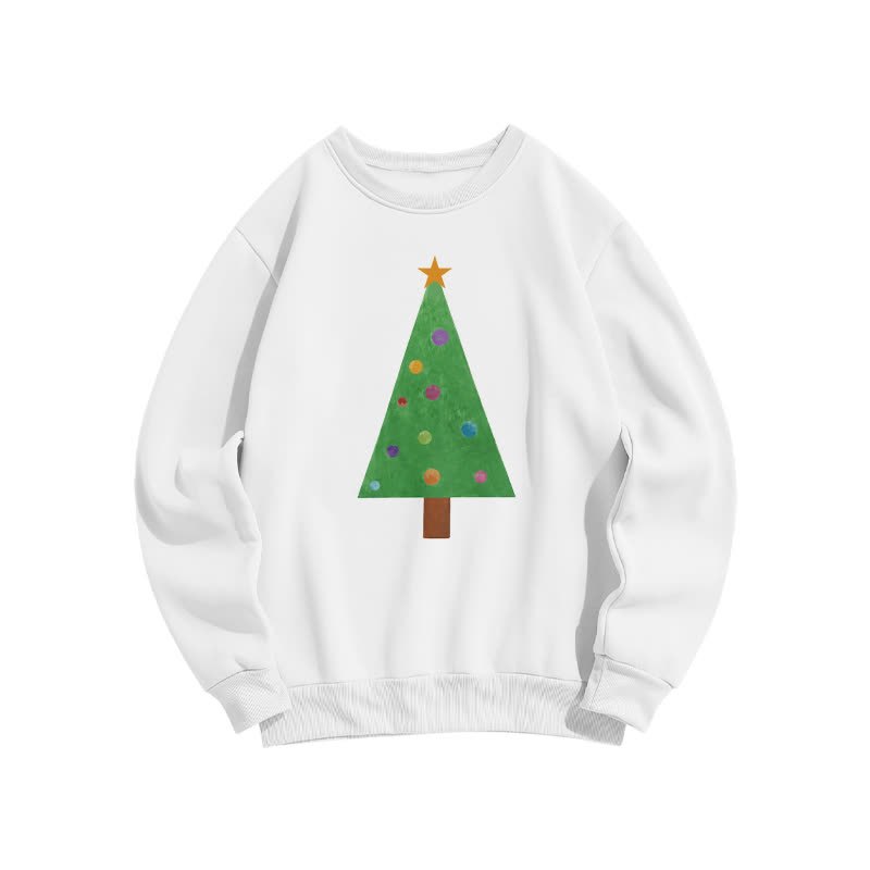Casual Christmas Tree Graphic Round Neck Sweatshirt - White - US16-18(2XL) - image 3