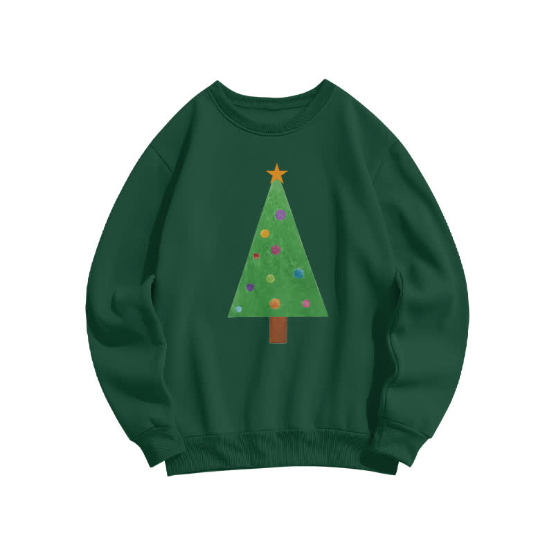 Casual Christmas Tree Graphic Round Neck Sweatshirt - Dark Green - US16-18(2XL) - image 2