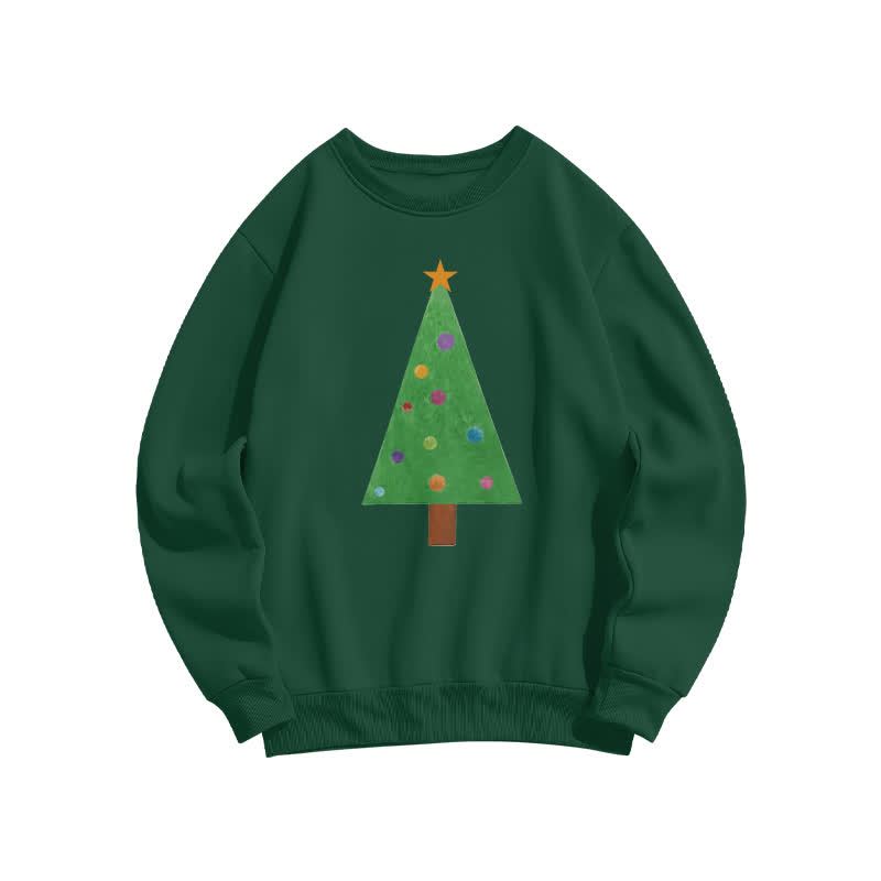 Casual Christmas Tree Graphic Round Neck Sweatshirt - Dark Green - US16-18(2XL) - image 2