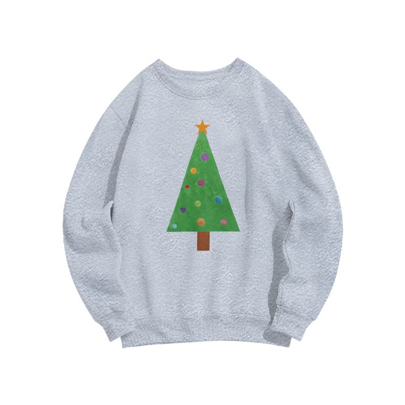 Casual Christmas Tree Graphic Round Neck Sweatshirt - Grey - US16-18(2XL) - image 7