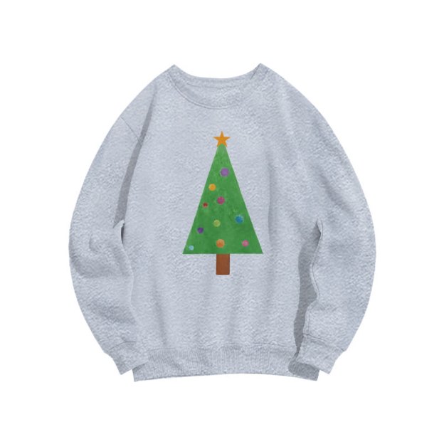 Casual Christmas Tree Graphic Round Neck Sweatshirt - Grey - US16-18(2XL) - image 7