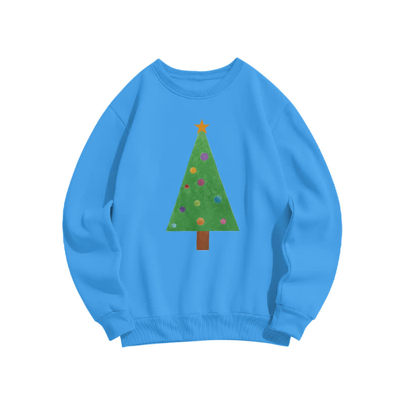 Casual Christmas Tree Round Neck Graphic Print Sweatshirt - Lake Blue - 3XL - image 1