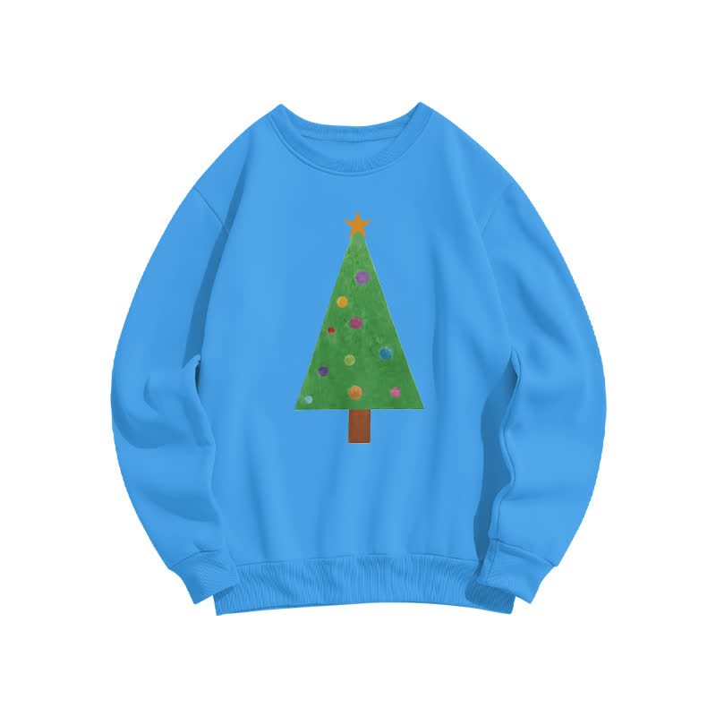 Casual Christmas Tree Round Neck Graphic Print Sweatshirt - Lake Blue - 3XL - image 1