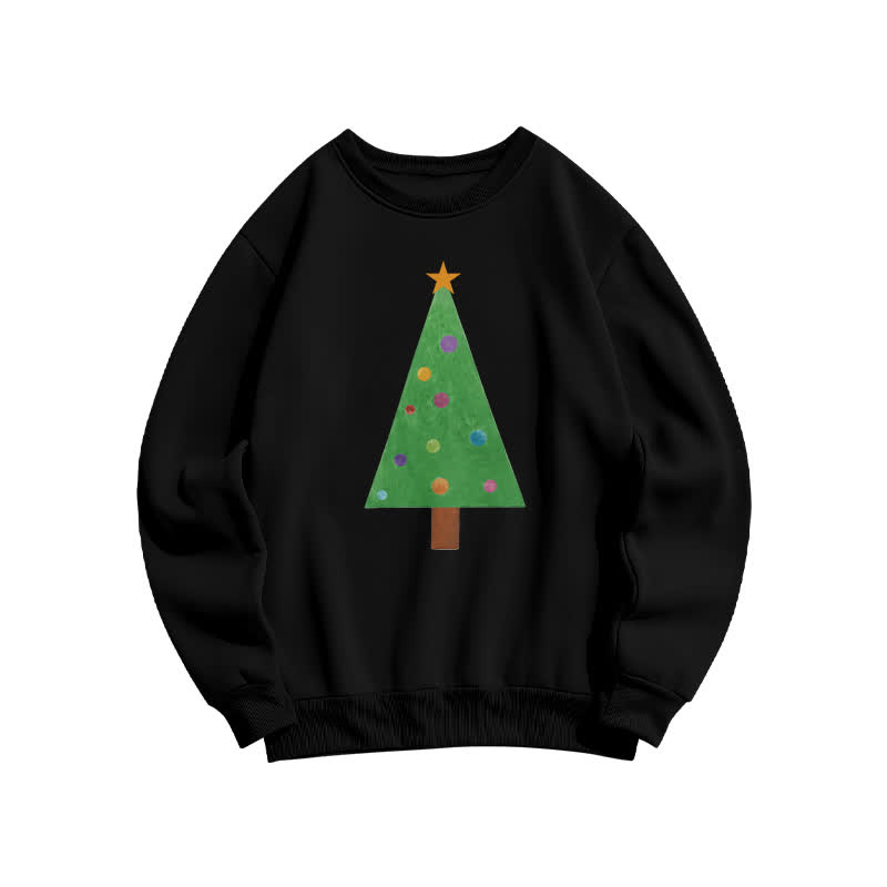 Casual Christmas Tree Graphic Round Neck Sweatshirt - Black - US16-18(2XL) - image 8