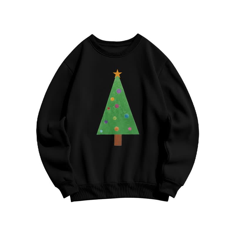 Casual Christmas Tree Graphic Round Neck Sweatshirt - Black - US16-18(2XL) - image 8