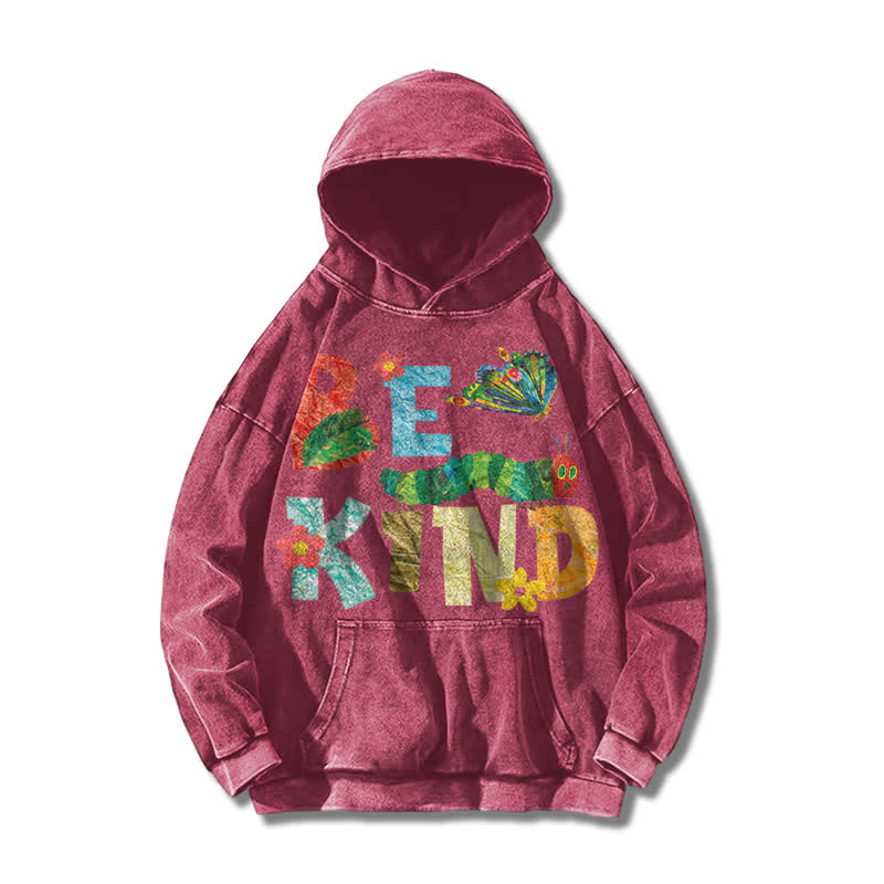 Casual Be Kind Graphic Print Acid Washed Hoodie - Rose - US16-18(2XL) - image 5
