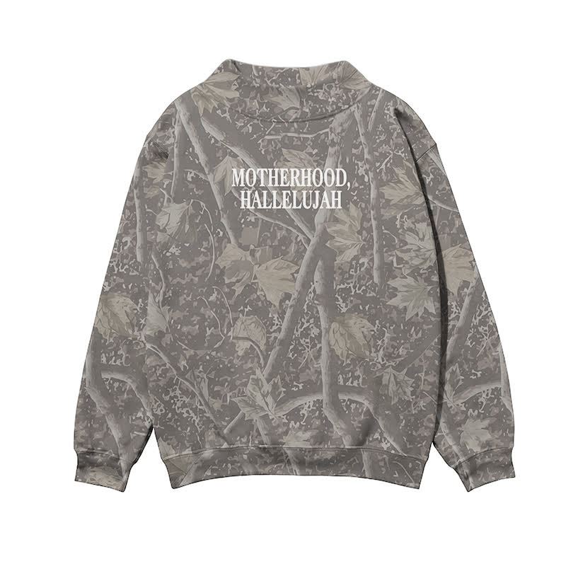 Vintage Camo MOTHERHOOD HALLELUJAH Print Mock Neck Sweatshirt - image 4