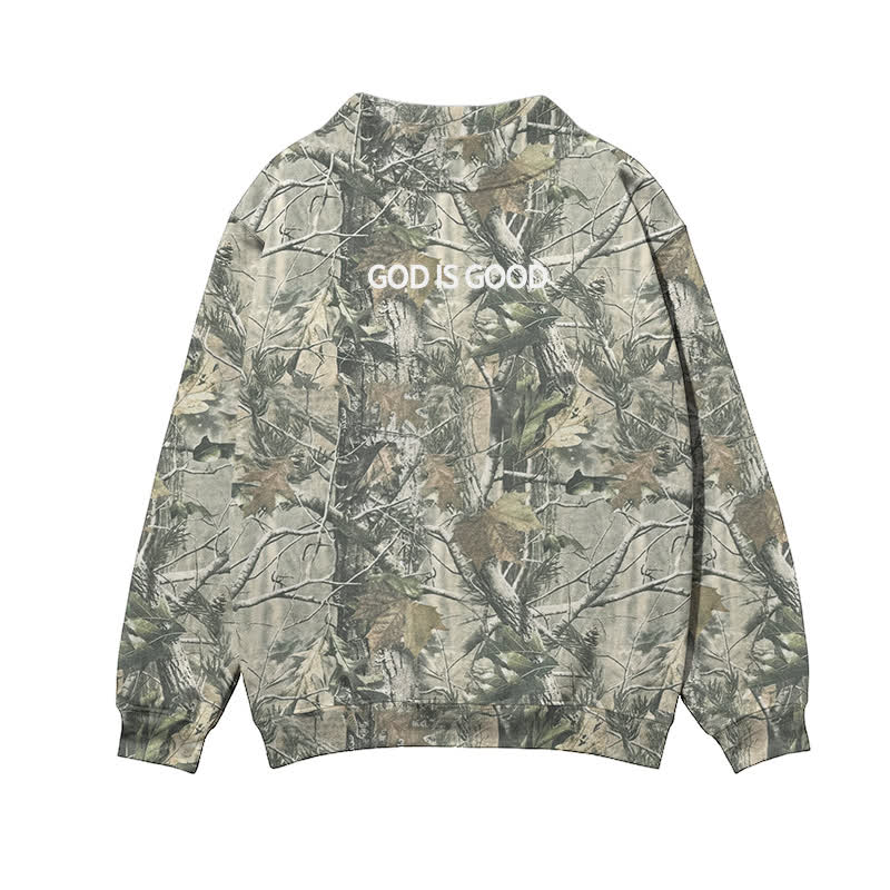 GOD IS GOOD Camo Mock Neck Sweatshirt - Khaki - 3XL - image 2