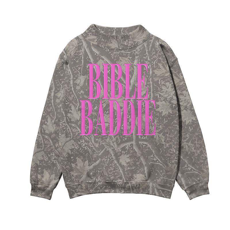 BIBLE BADDIE Camo Mock Neck Sweatshirt - Olive Green - 3XL - image 1