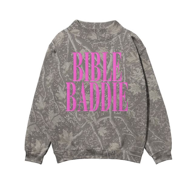 BIBLE BADDIE Camo Mock Neck Sweatshirt - Olive Green - 3XL - image 1