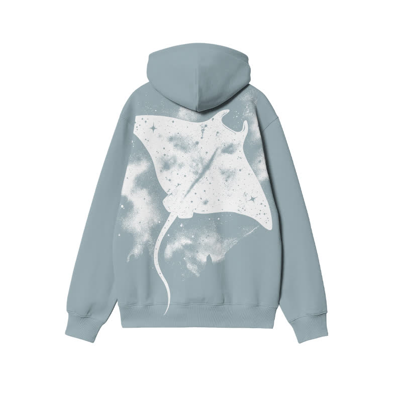 Streetwear Manta Ray Back Graphic Long Sleeve Print Casual Hoodie - Light Blue - US32-34(5XL) - image 2