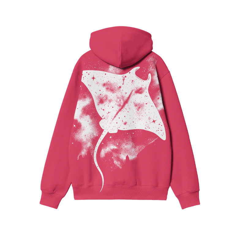 Streetwear Manta Ray Back Graphic Long Sleeve Print Casual Hoodie - Rose - US32-34(5XL) - image 1