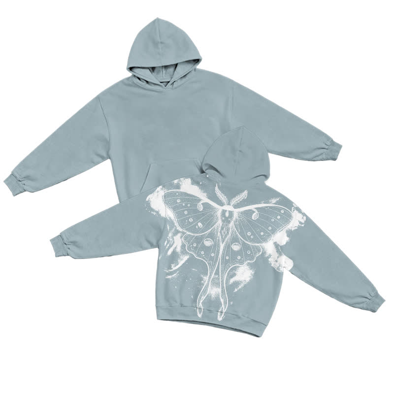 Dark Aesthetic Moth Bleach Print Long Sleeve Casual Hoodie - Light Blue - US32-34(5XL) - image 3
