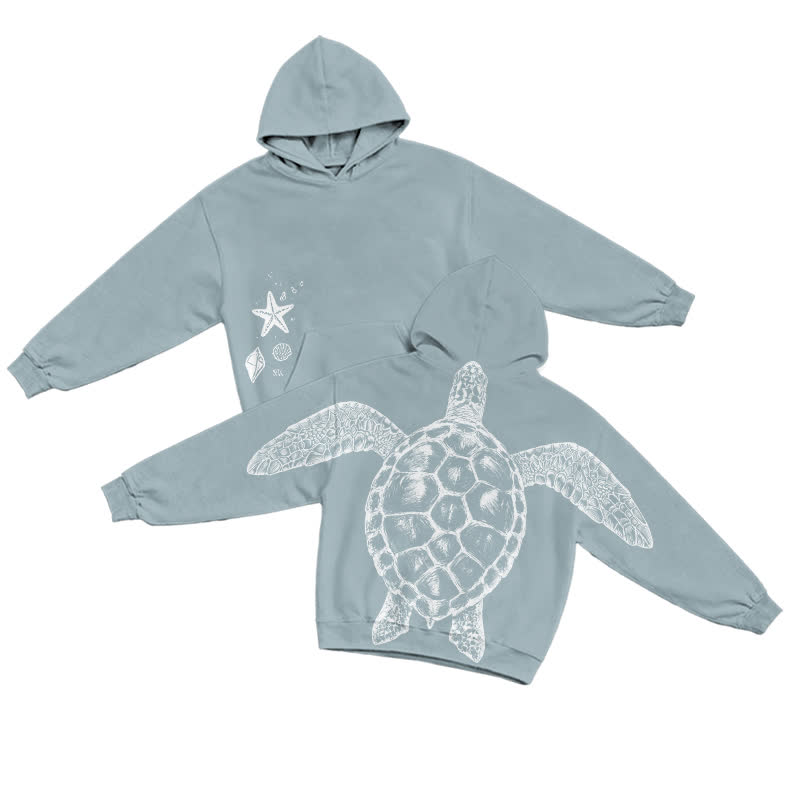 Streetwear Sea Turtle Long Sleeve Bleach Print Casual Hoodie - Light Blue - US32-34(5XL) - image 1