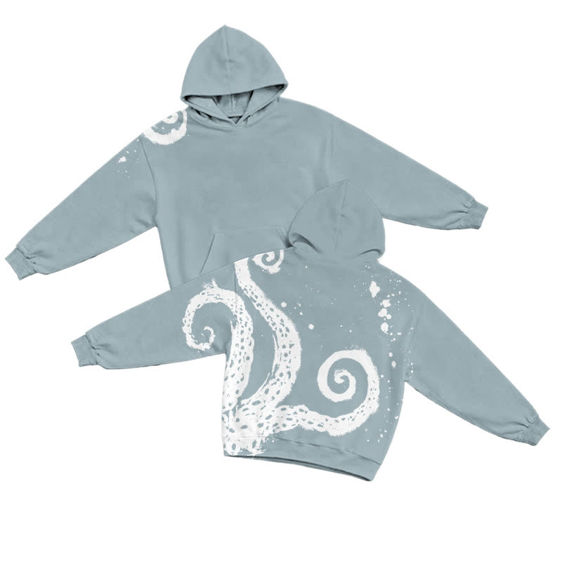 Dark Aesthetic Octopus Bleach Print Casual Hoodie - Light Blue - US32-34(5XL) - image 1