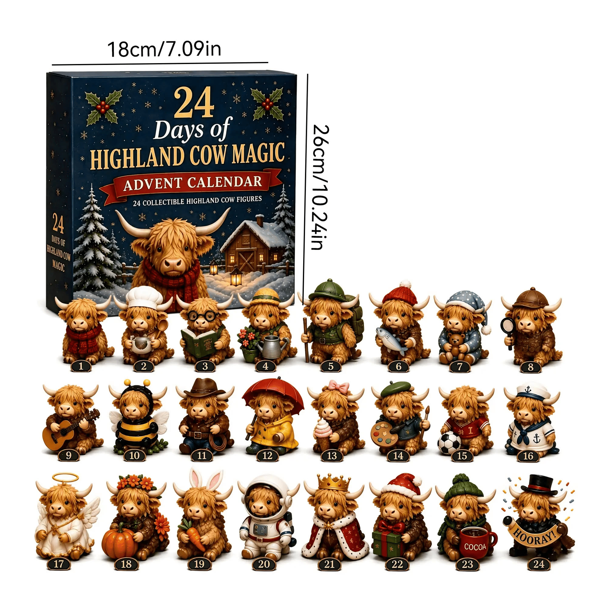 24-Day Highland Cow Advent Calendar | Collectible Christmas Countdown toy Box - Cow - image 10
