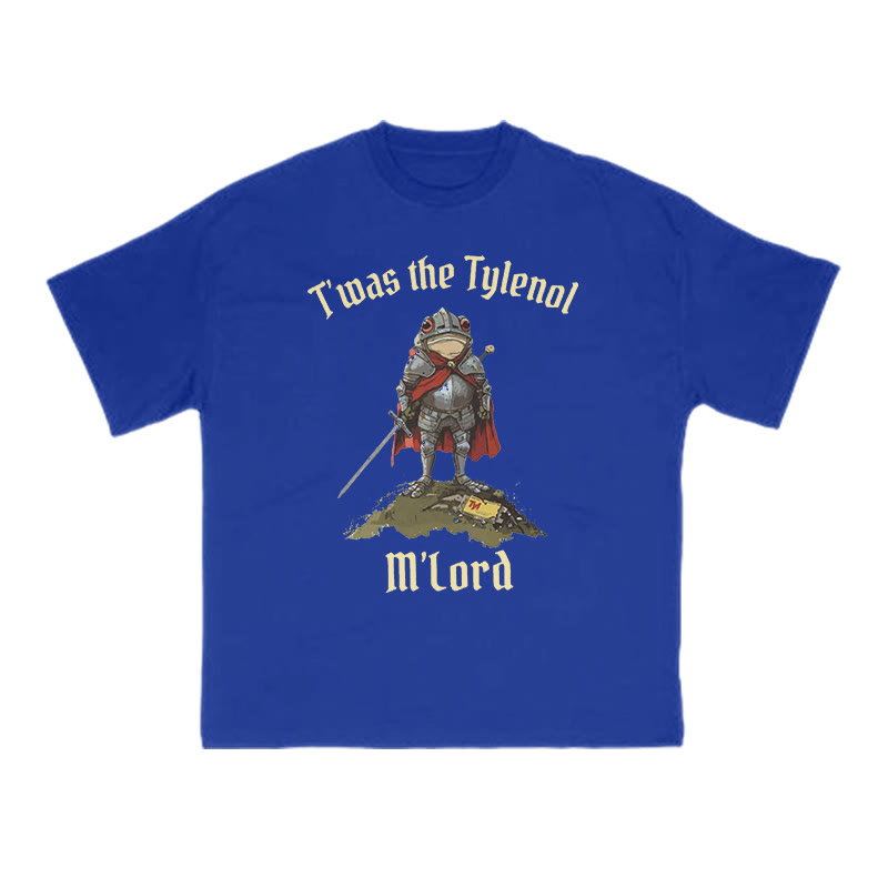 Unisex T'was The Tylenol M'lord Knight Frog Print T-shirt - Blue - US16-18(2XL) - image 9