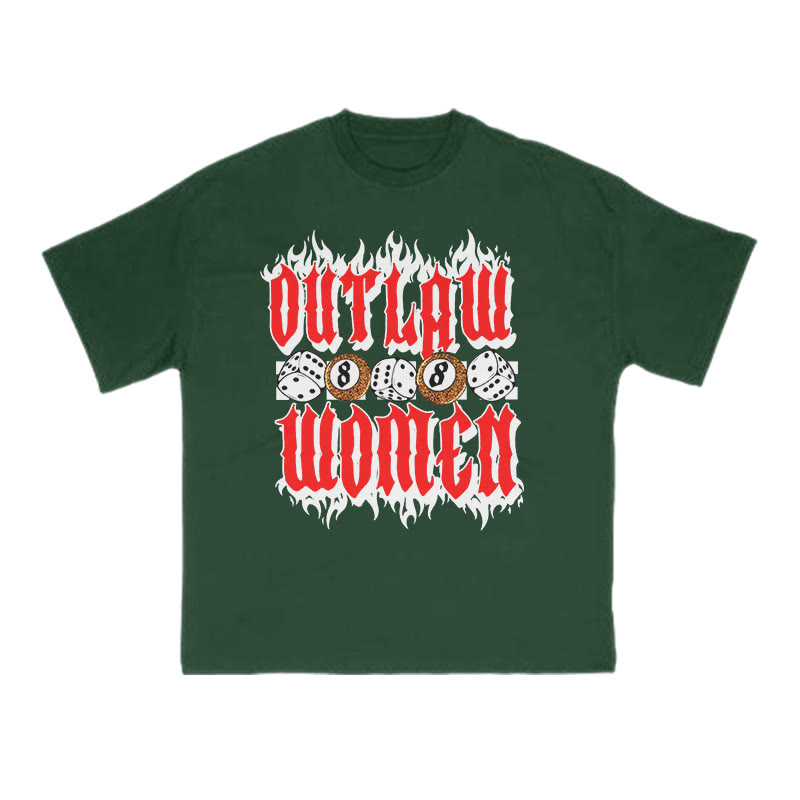 Unisex Outlaw Women Dice Print T-shirt - Dark Green - US16-18(2XL) - image 8