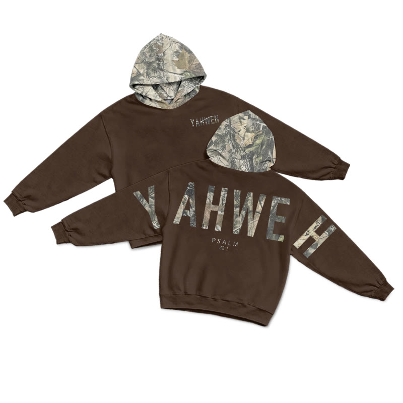 YAHWEH Psalm 32:1 Dead Leaves Camouflage Print Hoodie - Coffee - US28-30(4XL) - image 4