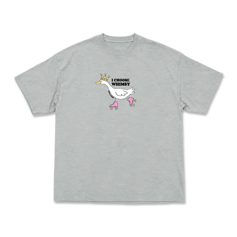 Casual Whimsy Crown Duck Graphic Relaxed Crewneck T-Shirt - Grey - US16-18(2XL) - image 14