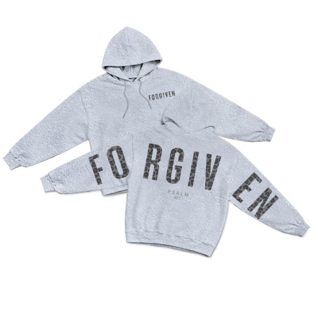 Leopard Design Forgiven Psalm 32:1 Print Hoodie - Grey - US16-18(2XL) - image 3