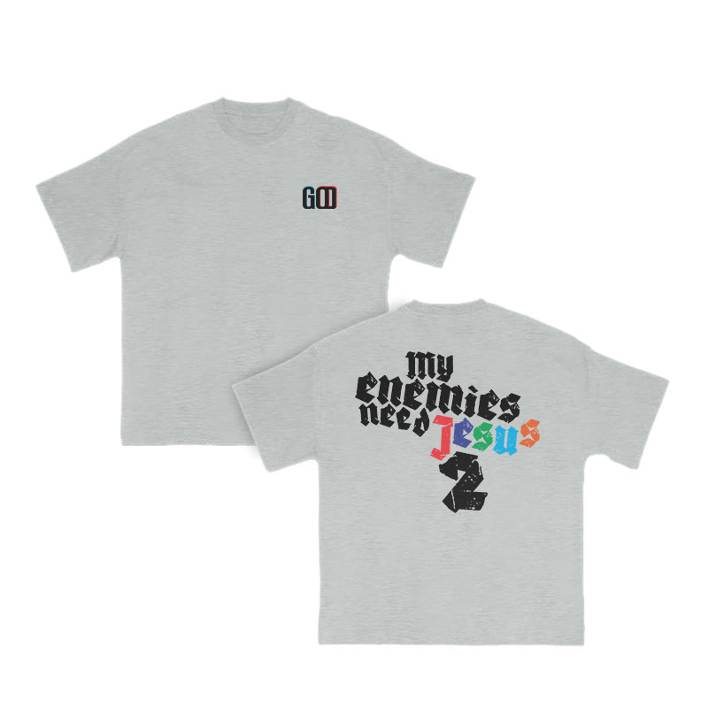 Unisex My Enemies Need Jesus 2 Print T-shirt - Grey - US16-18(2XL) - image 7