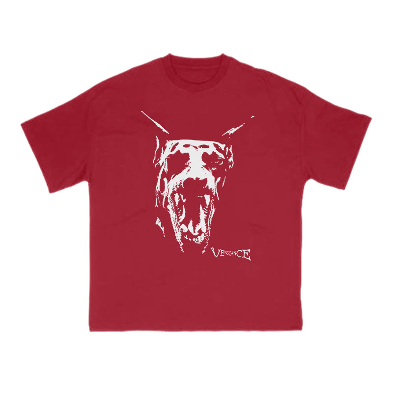 Roaring Doberman Print T-shirt - Red - US16-18(2XL) - image 12