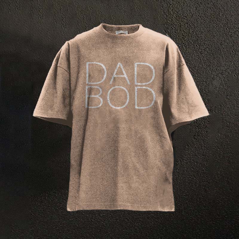 100% Cotton Dad Bod Printed Washed Gym T-shirt - Coffee - 2XL - image 3