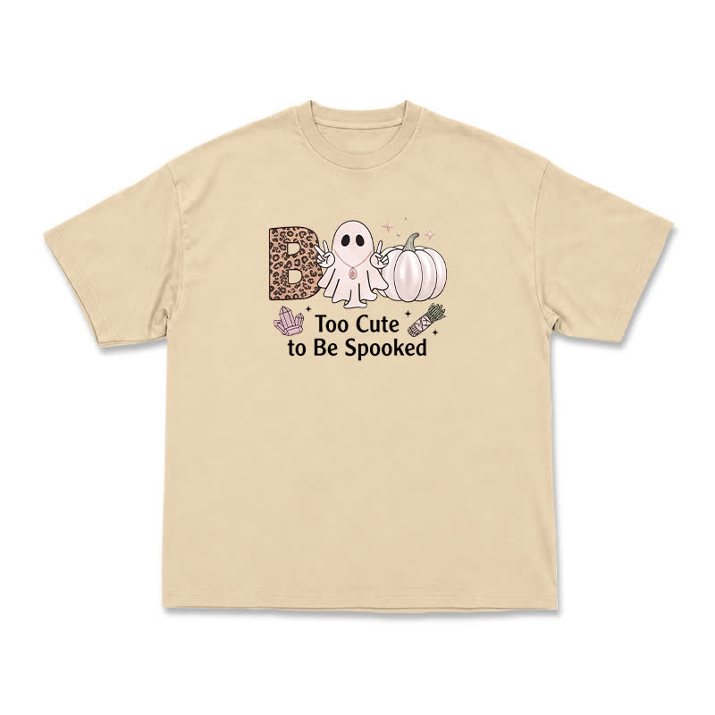 Relaxed Fit Halloween Ghost Pumpkin Illustration T-Shirt - Apricot - US16-18(2XL) - image 3