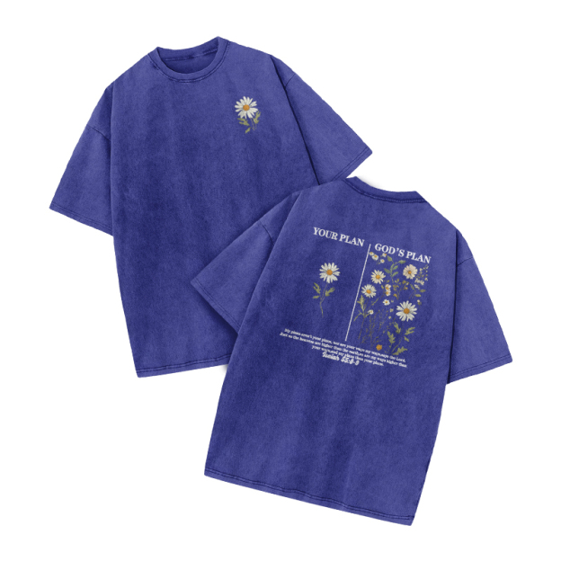 God's Plan Jeremiah 29:11 Print Acid Washed T-shirt - Blue - US20-22(3XL) - image 8